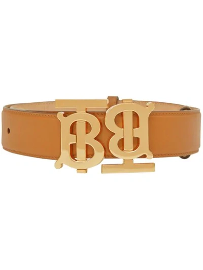 Burberry Double Monogram Motif Leather Belt In Neutrals