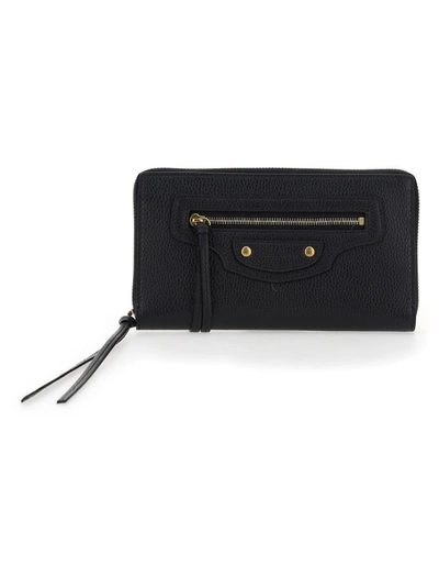 Balenciaga Neo Classic Zip Around Wallet In Black