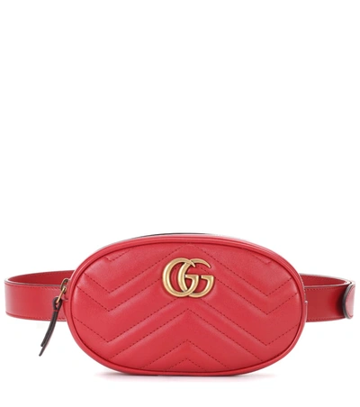 Gucci Gg Marmon Belt Bag In Chevron Leather In Red