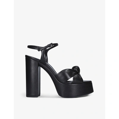 Saint Laurent Bianca Leather Platform Sandals In Black