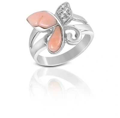 Del Gatto Rings Diamond And Pink Coral Butterfly 18k Gold Ring