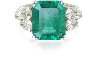 Forzieri Rings Emerald And Diamond White Gold Ring In Vert