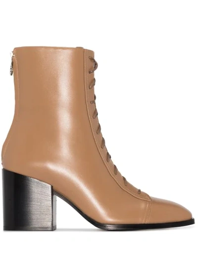 Aeyde Brown Lotta 75 Lace-up Leather Boots In Hazelnut