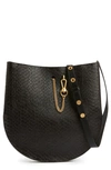 Allsaints Beaumont Snake Embossed Leather Hobo Bag In Black Python