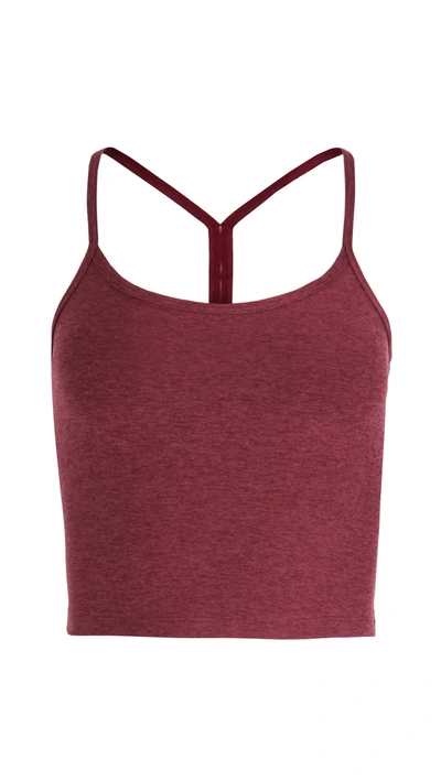 Beyond Yoga Spacedye Slim Racerback Cropped Tank - Deep Merlot In Red