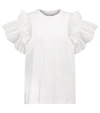 Victoria Victoria Beckham Ruffled Organic Cotton-jersey T-shirt In White