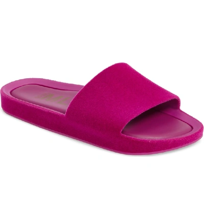 Melissa Flocked Pool Slide Sandals In Pink Flocked