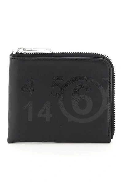 Mm6 Maison Margiela Zipped Wallet With Logo Print In Black