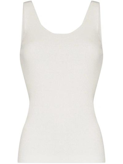 Lvir Pleasant Utility Sleeveless Ribbed Knit Top In Weiss