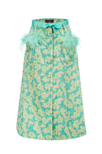 Andreeva Mint Skirt With Feather Details In Pink