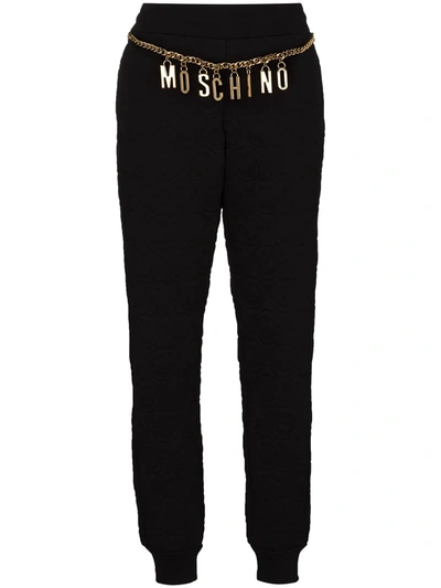 Moschino Smiley Patterned Charm Track Trousers In Black
