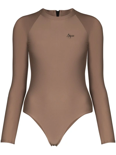 Abysse Embroidered Logo Surf Bodysuit In Brown