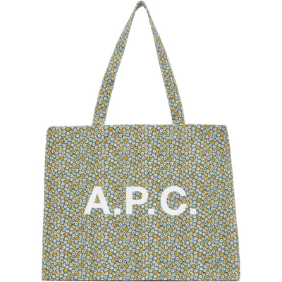 Apc Green Floral Diane Shopping Tote In Verde