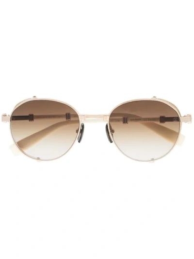 Balmain Round Tinted Sunglasses In Gold