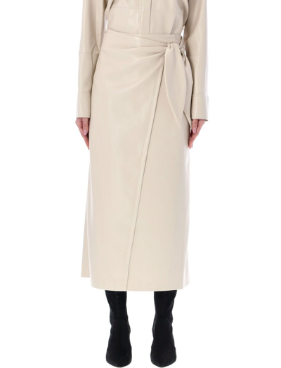 Nanushka Off-white Vegan Leather Amas Skirt In Beige