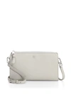 Tory Burch Robinson Pebbled Leather Wallet Crossbody In Concrete/gold