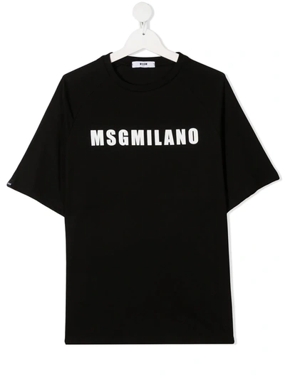 Msgm Teen Milano Logo-print T-shirt In Nero