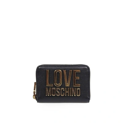 Love Moschino Black Small Wallet With Gold Logo In Nero