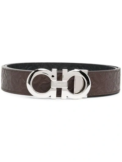 Ferragamo Logo-plaque Belt In Brown