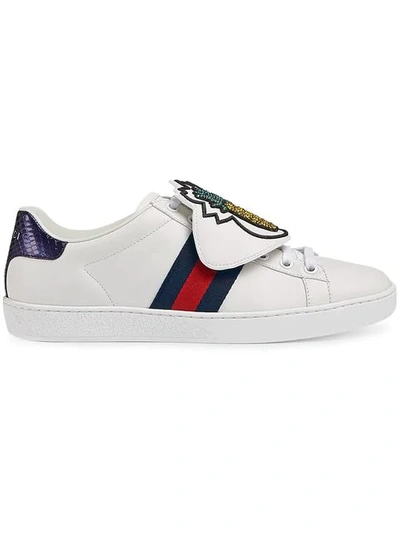 Gucci New Ace Sneakers With Removable Patches In 9182 Bianco