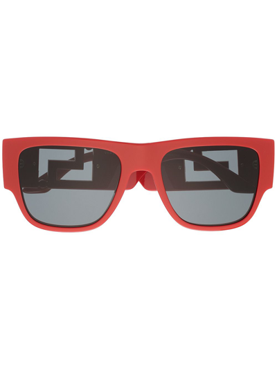 Versace Men's Greca Oversized Square Acetate Sunglasses In 534487 Red