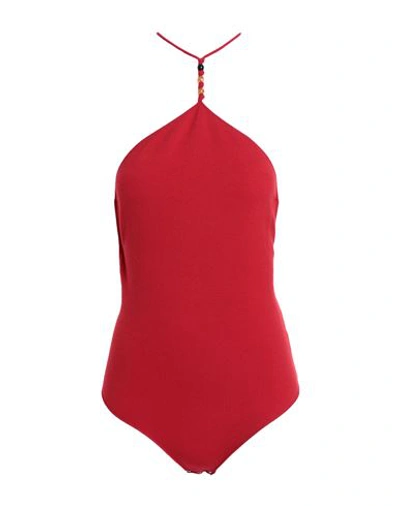 Bottega Veneta Back Knots Cashmere Knit Bodysuit In Red