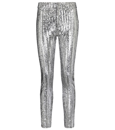 Isabel Marant Todiz Sequined High-rise Skinny Pants In Silver