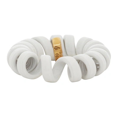 Bottega Veneta White Coiled Ring In 9000 White