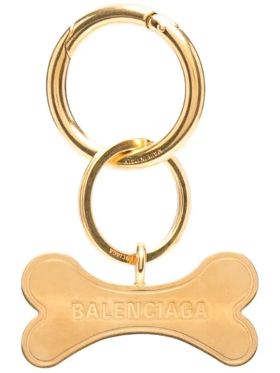 Balenciaga Pet Bone Keyring In Gold