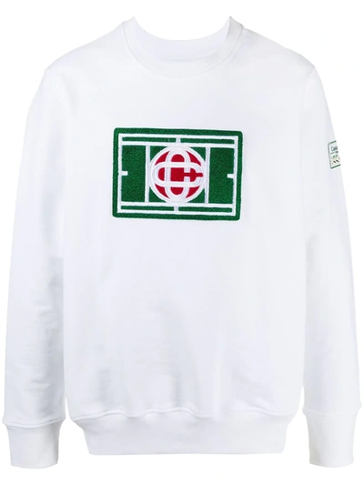 Casablanca Tennis Court Sweatshirt With Sponge Logo In White