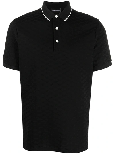 Emporio Armani Logo-jacquard Regular-fit Cotton Polo Shirt In Nero