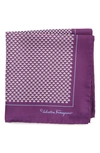 Ferragamo Diana Moth-print Silk Pocket Square In Violet