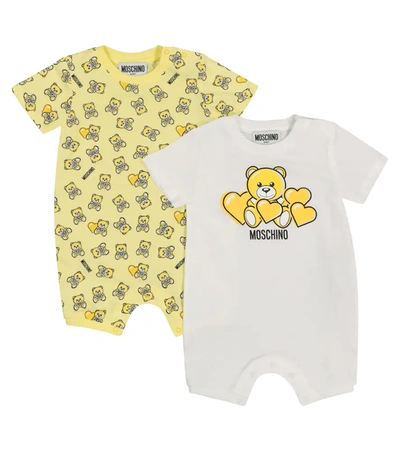 Moschino Signature Teddy Print Baby Grow Set In Multicoloured