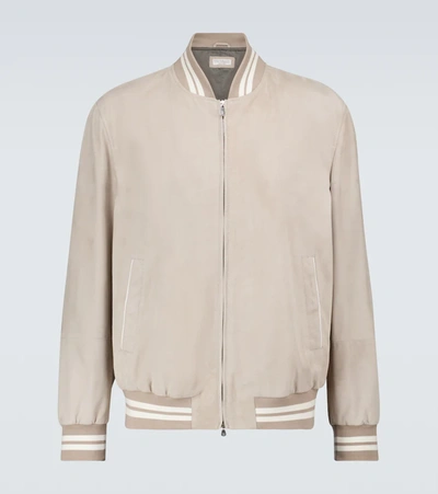 Brunello Cucinelli Stripe-trimmed Bomber Jacket In Neutrals