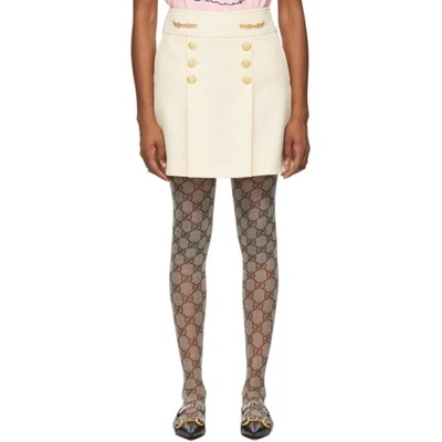 Gucci Horsebit-detailed Wool-jacquard Mini Skirt In Cream