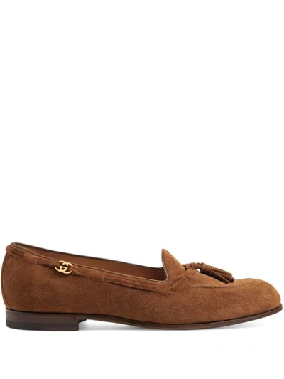 Gucci Men's Loafer With Tassel In Brown