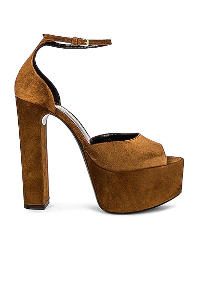 Saint Laurent Women's Jodie Platform Sandals In Brown