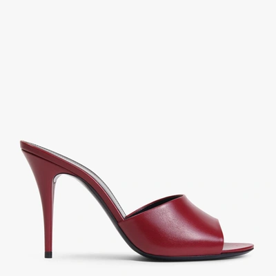 Saint Laurent Sexy Slip On Sandal In Opyum Red Shiny Leather On 95mm Heel