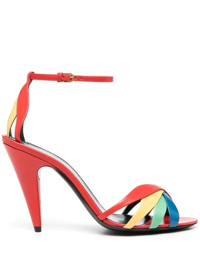 Saint Laurent Kristen Multicolored Cone-heel Sandals