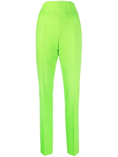 Attico High-waisted Straight-leg Trousers In Green