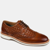 Thomas & Vine Men's Radcliff Wide Width Tru Comfort Foam Lace-up Woven Wingtip Derby Shoes In Cognac