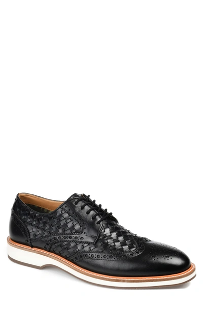 Thomas & Vine Men's Radcliff Wide Width Tru Comfort Foam Lace-up Woven Wingtip Derby Shoes In Black