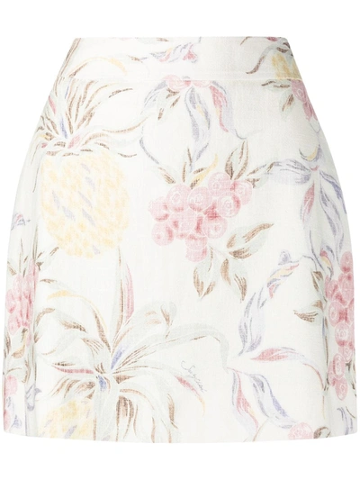 See By Chloé Floral-print Ramie And Cotton-blend Mini Skirt In Cream