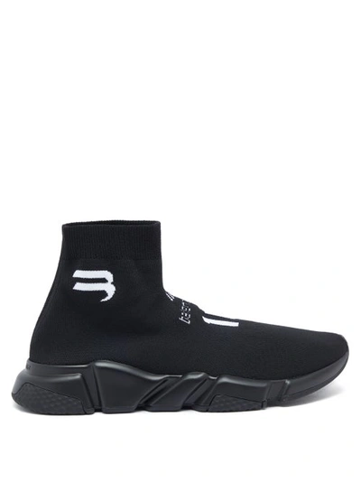 Balenciaga Speed Lt Soccer Sponsor Logo Sock Sneaker In Black