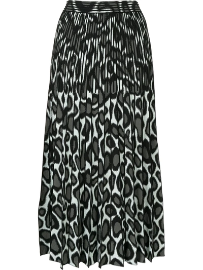 Proenza Schouler Animal Pattern Pleated Jacquard Skirt In Mint Grey