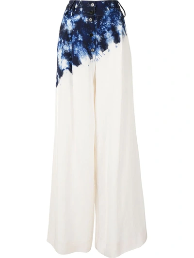 Proenza Schouler Tie-dye Detail Full Length Pants In White/blue