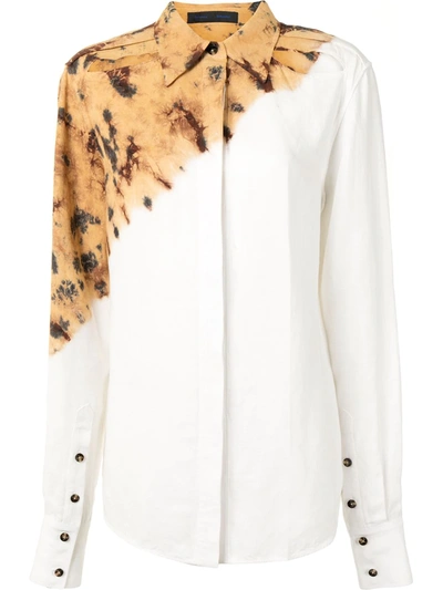 Proenza Schouler Tie-dye Linen-blend Button-down Shirt In White