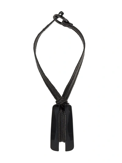Pre-owned Giorgio Armani Hard Stone Charm Necklace In Black