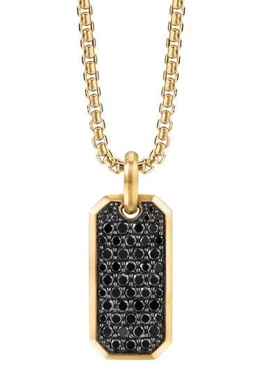 David Yurman 18kt Yellow Gold Diamond Roman Elongated Amulet In Black Diamond
