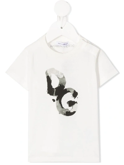 Dolce & Gabbana Babies' Dg-print T-shirt In White